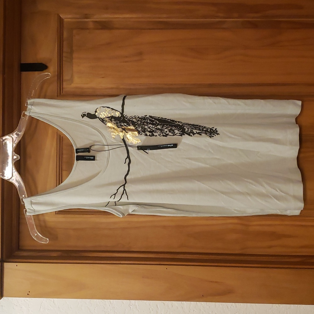 SHE SAID...tank top with Peacock decoration. SIZE Small NWT
